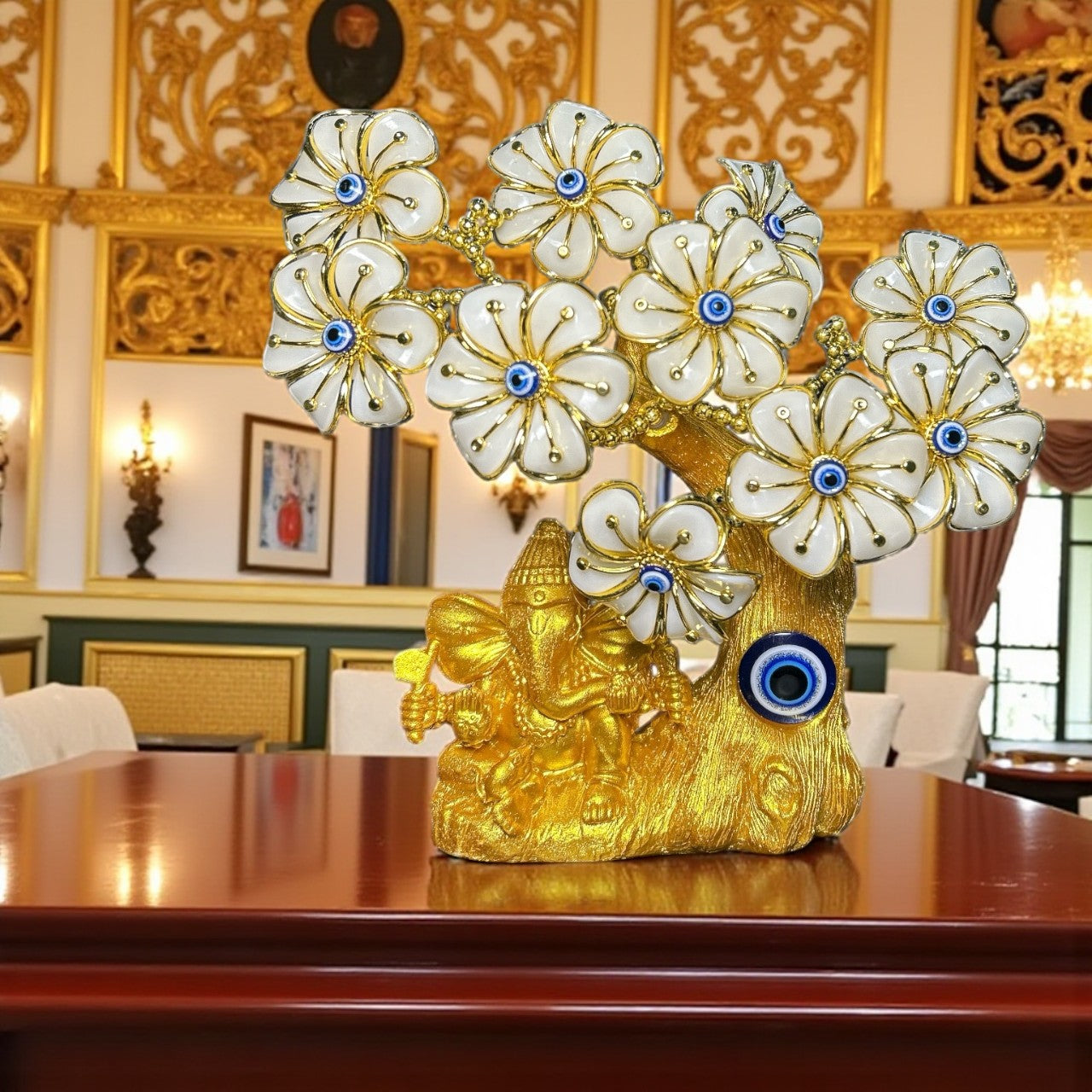 Golden Ganesha Evil Eye Tree
