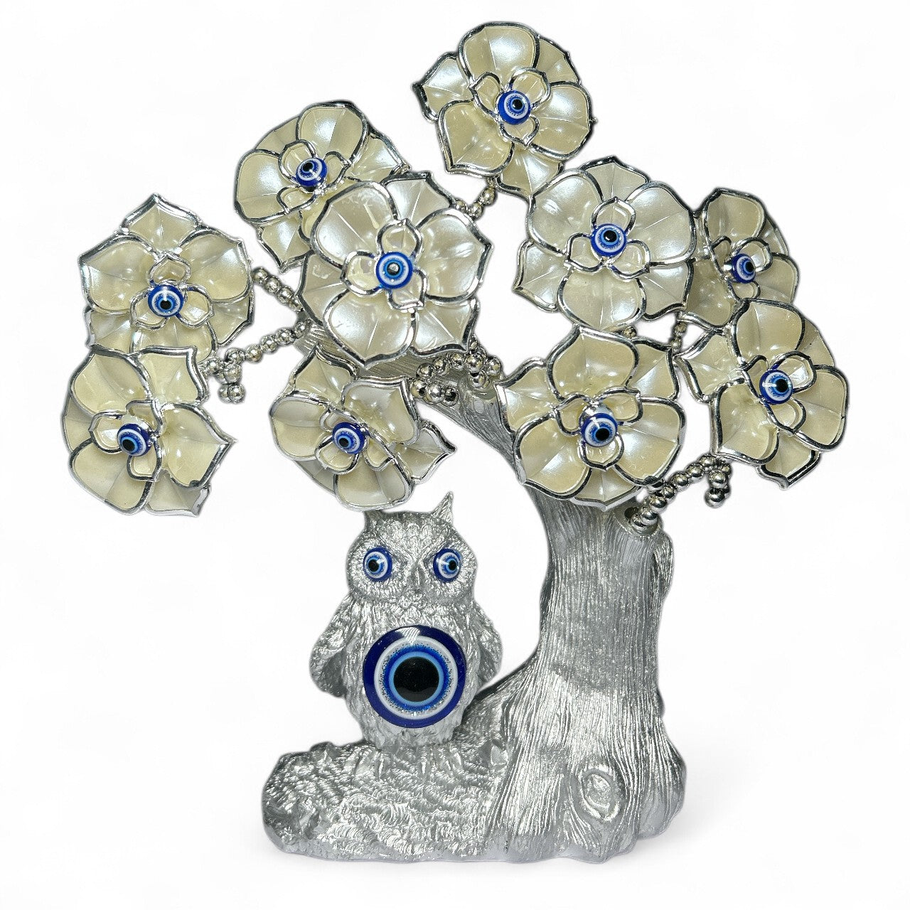 Silver Evil Eye Tree with Owl