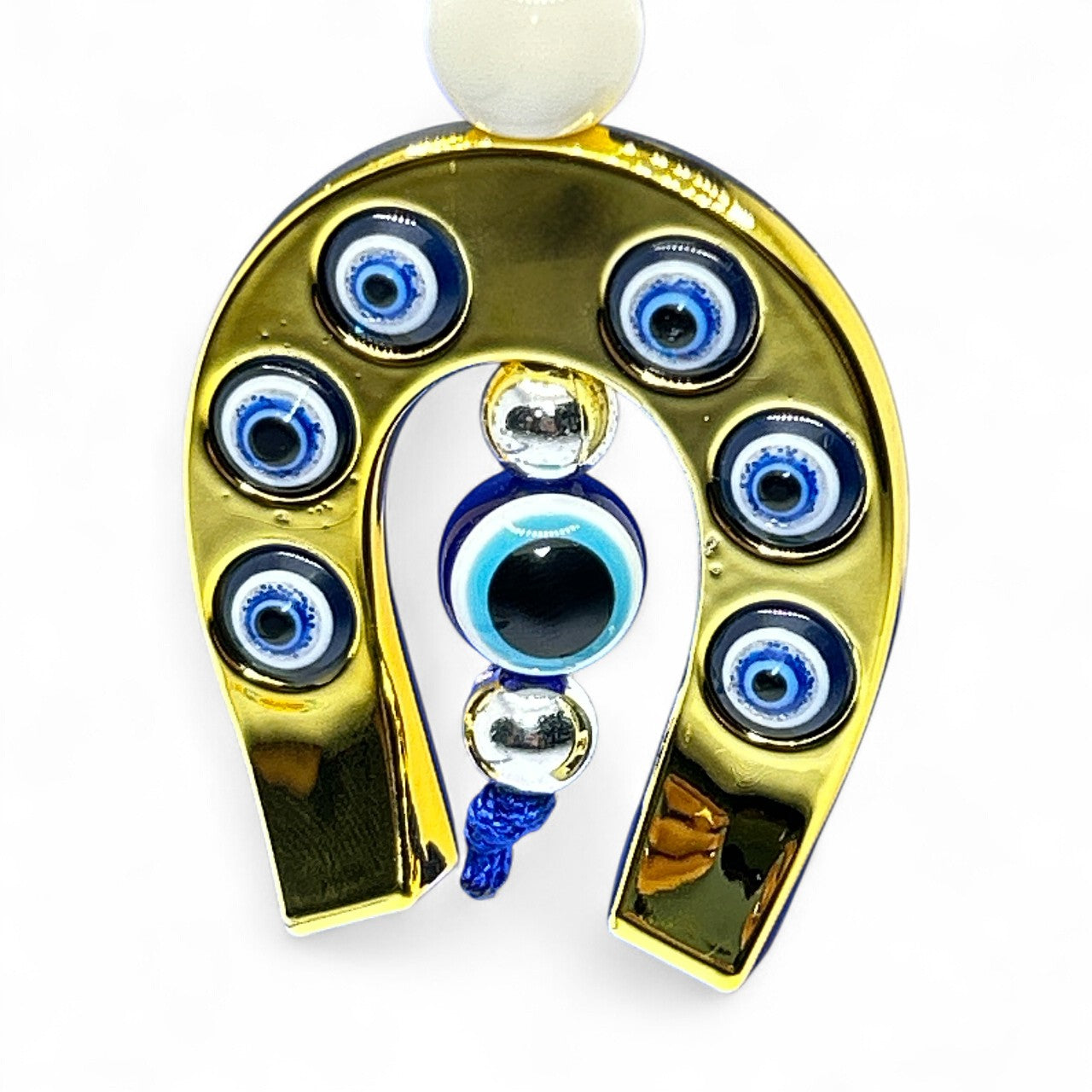 Golden Evil Eye Horseshoe Keyring Charm