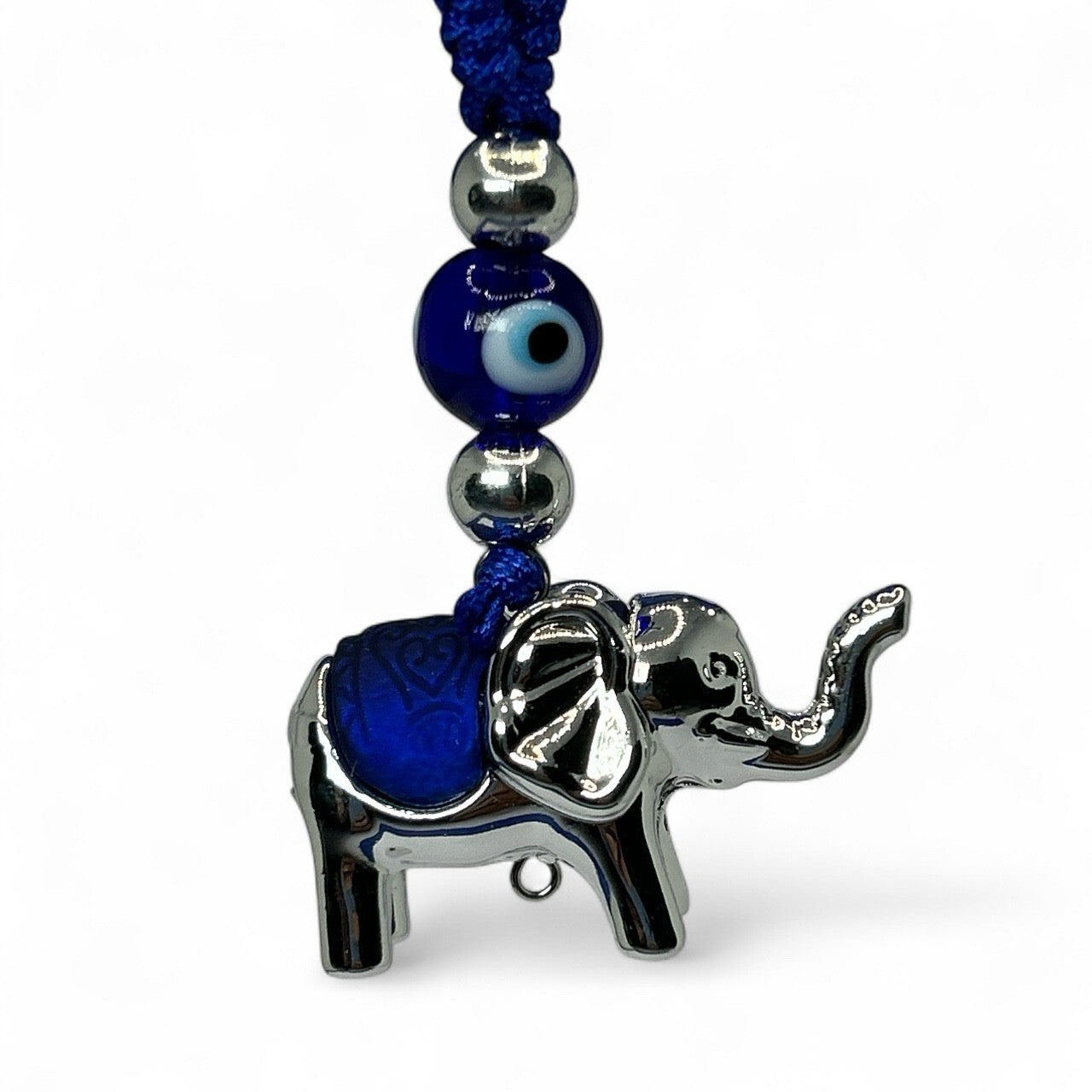 Blue Evil Eye Elephant Keychain