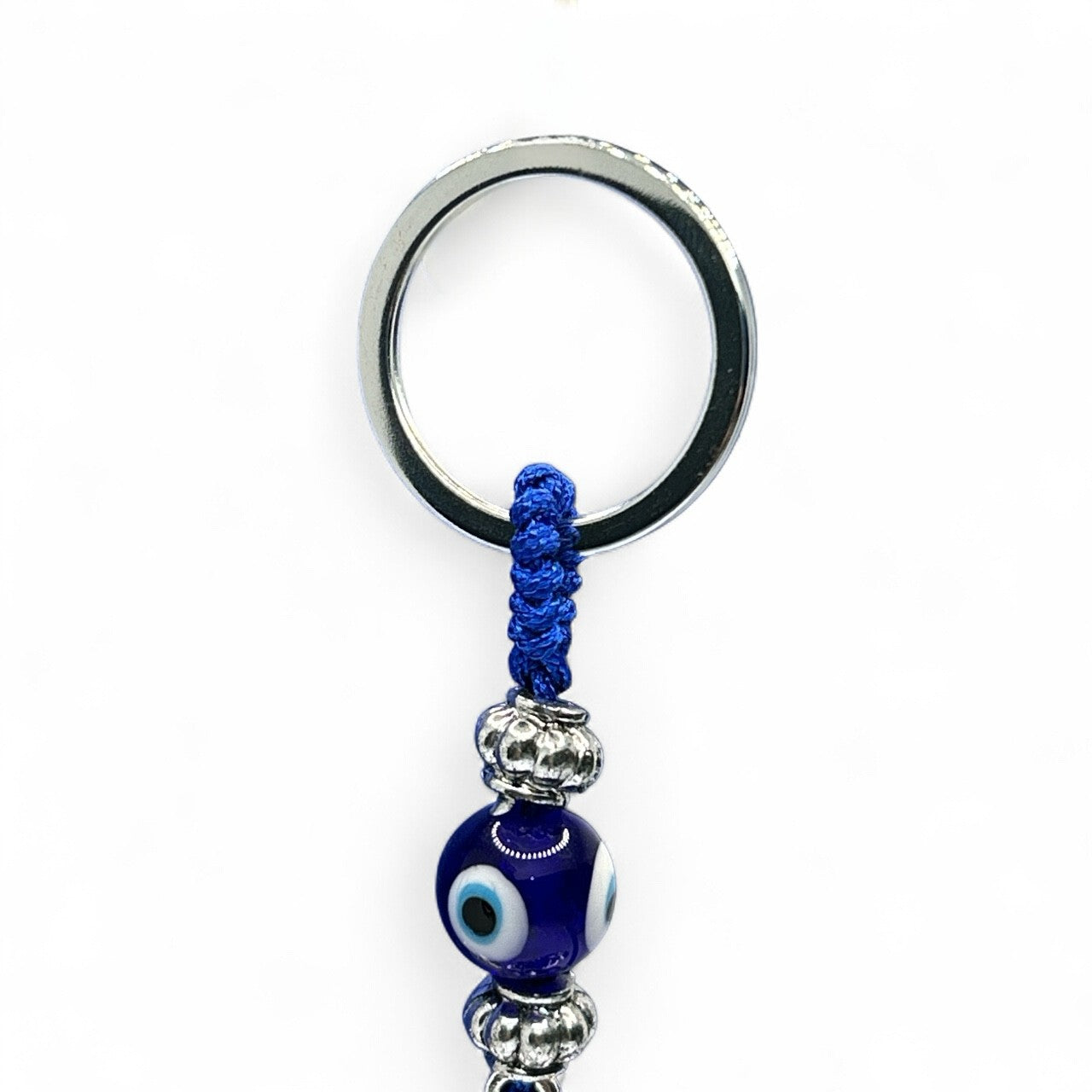 Silver Elephant Evil Eye Keychain