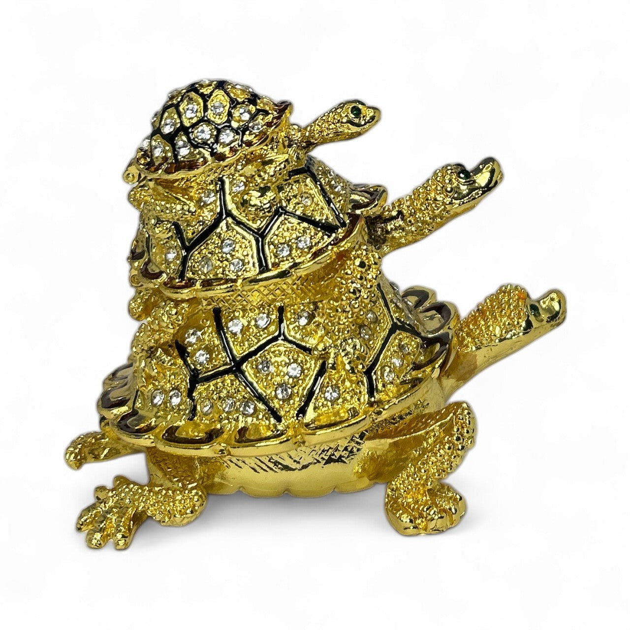 Golden Triple Turtle Trinket Box / Jewelry Box