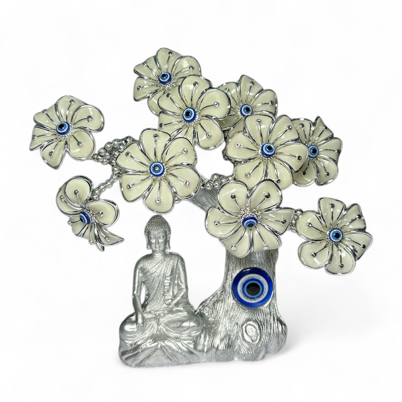 Silver Buddha Evil Eye Tree