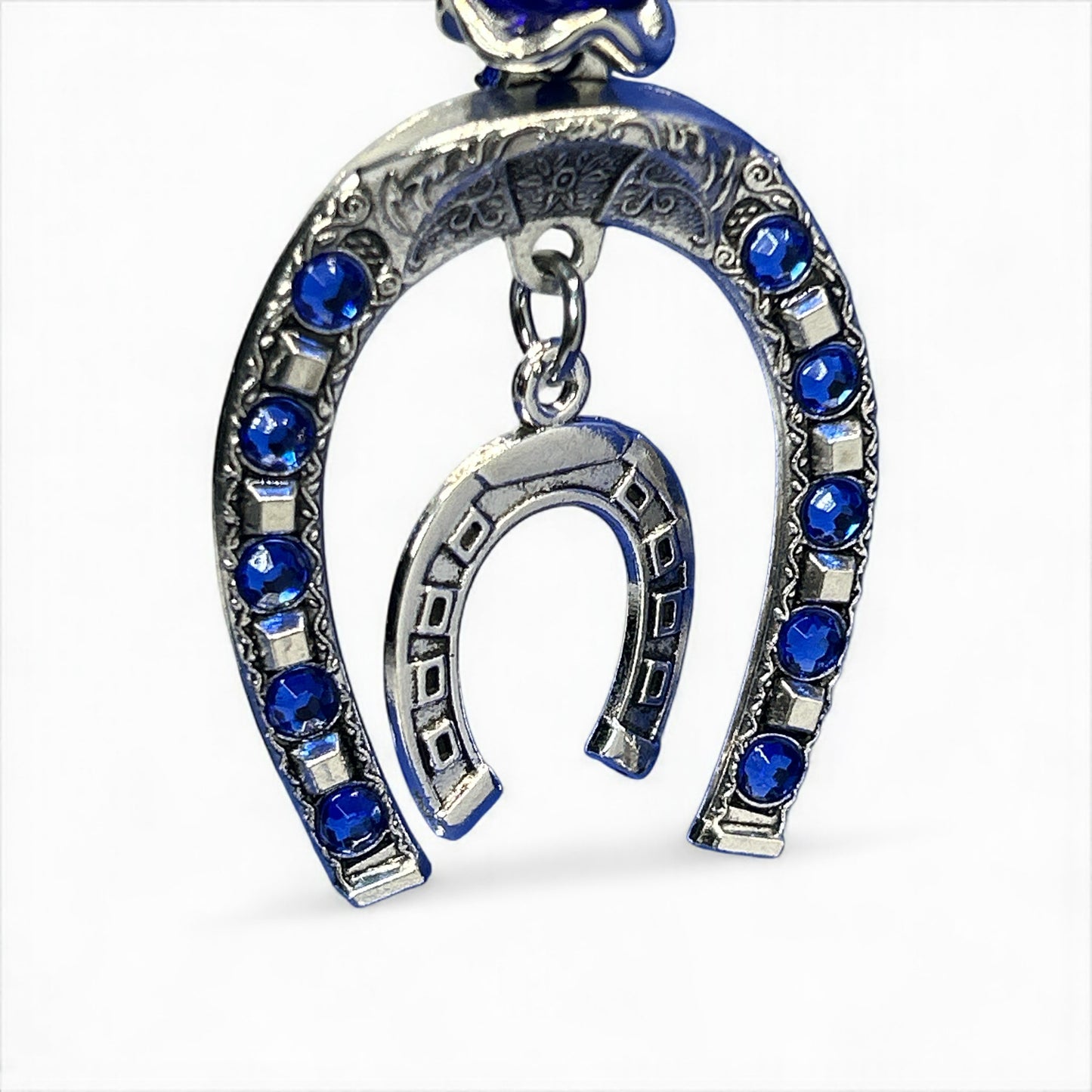 Blue Evil Eye Horseshoe Keychain