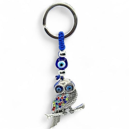 Colorful Evil Eye Owl Keychain