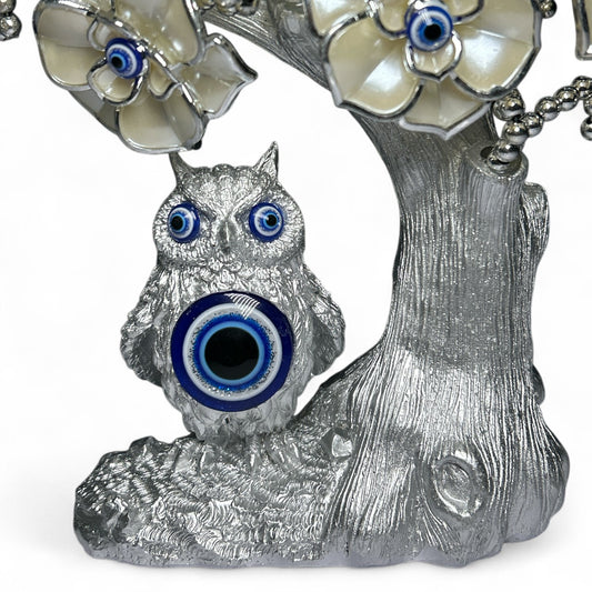 Silver Evil Eye Tree with Owl