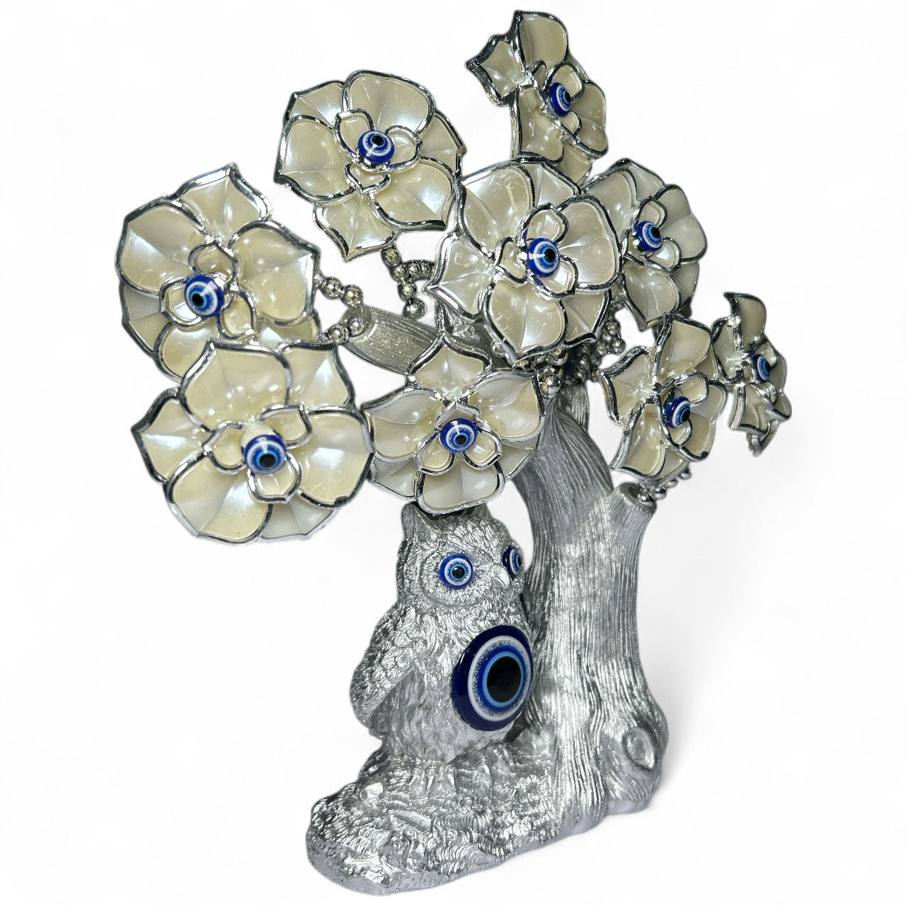 Silver Evil Eye Tree with Owl