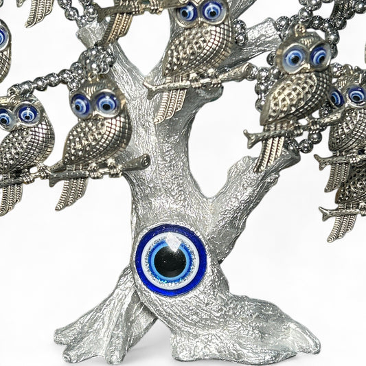 Silver Evil Eye Owl Tree