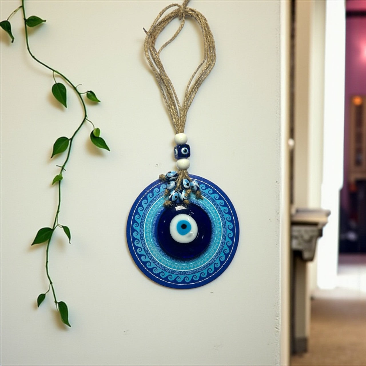 Blue Evil Eye Hanging with Beads