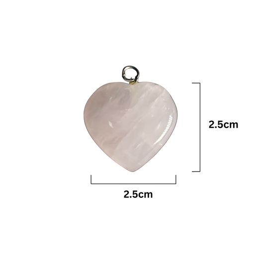 Rose Quartz Crystal Heart Pendant (Without Chain)