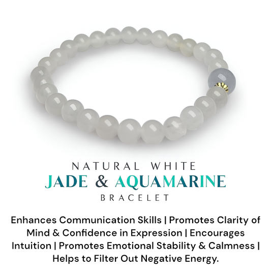 Natural White Jade & Aquamarine Stone