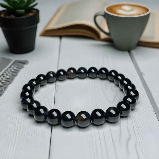 Natural Black Obsidian Beads Bracelet