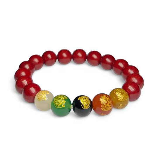 Feng Shui 5 Gods of Wealth Cinnabar Bracelet – Prosperity & Protection
