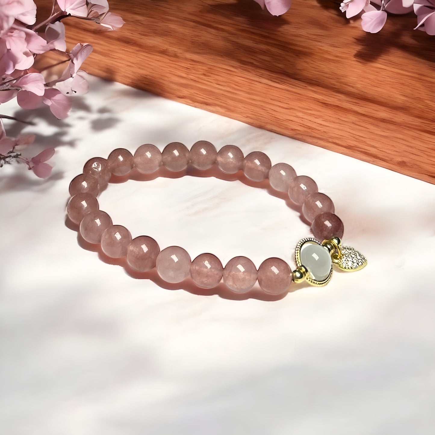 Natural Strawberry Quartz Crystal Bracelet
