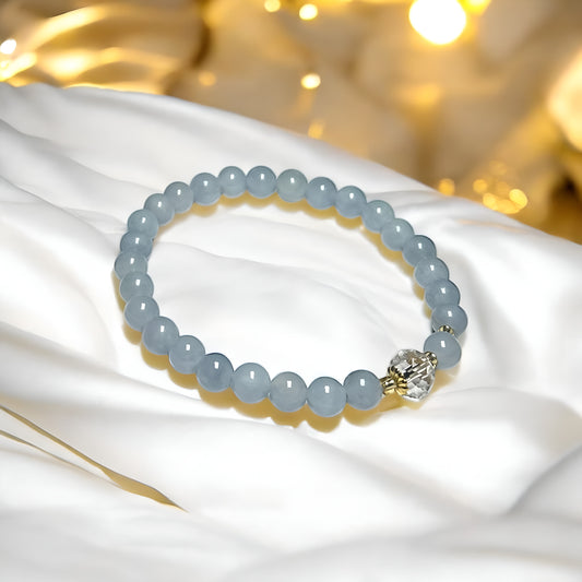 Natural Aquamarine Bracelet with Crystal