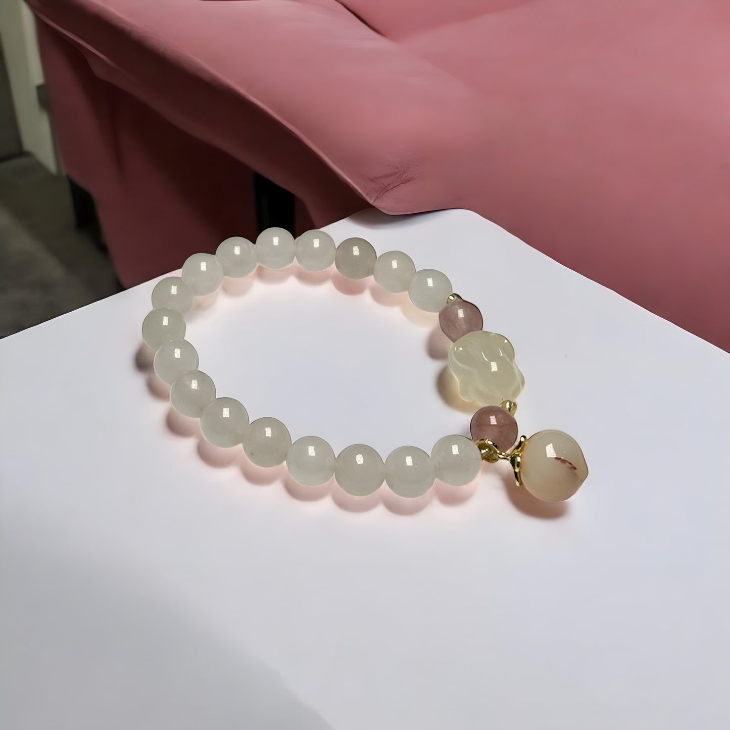 Natural Agate & Powder Crystal Bracelet