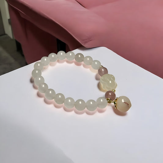 Natural Agate & Powder Crystal Bracelet