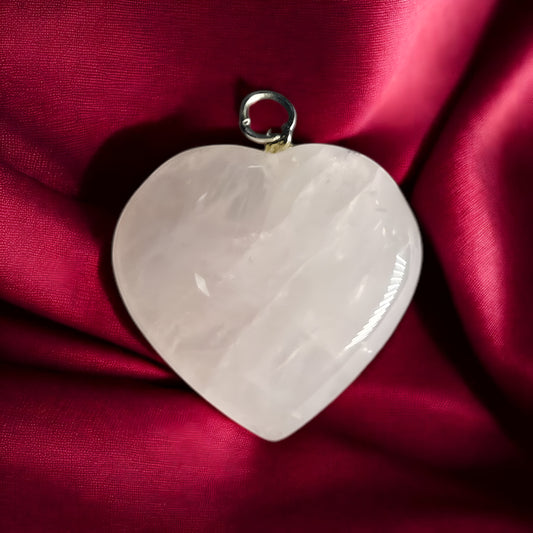 Rose Quartz Crystal Heart Pendant (Without Chain)