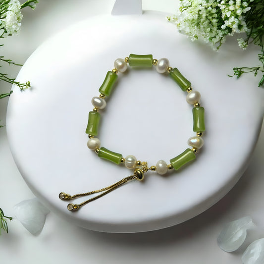 Natural Jade Bamboo Style Bracelet