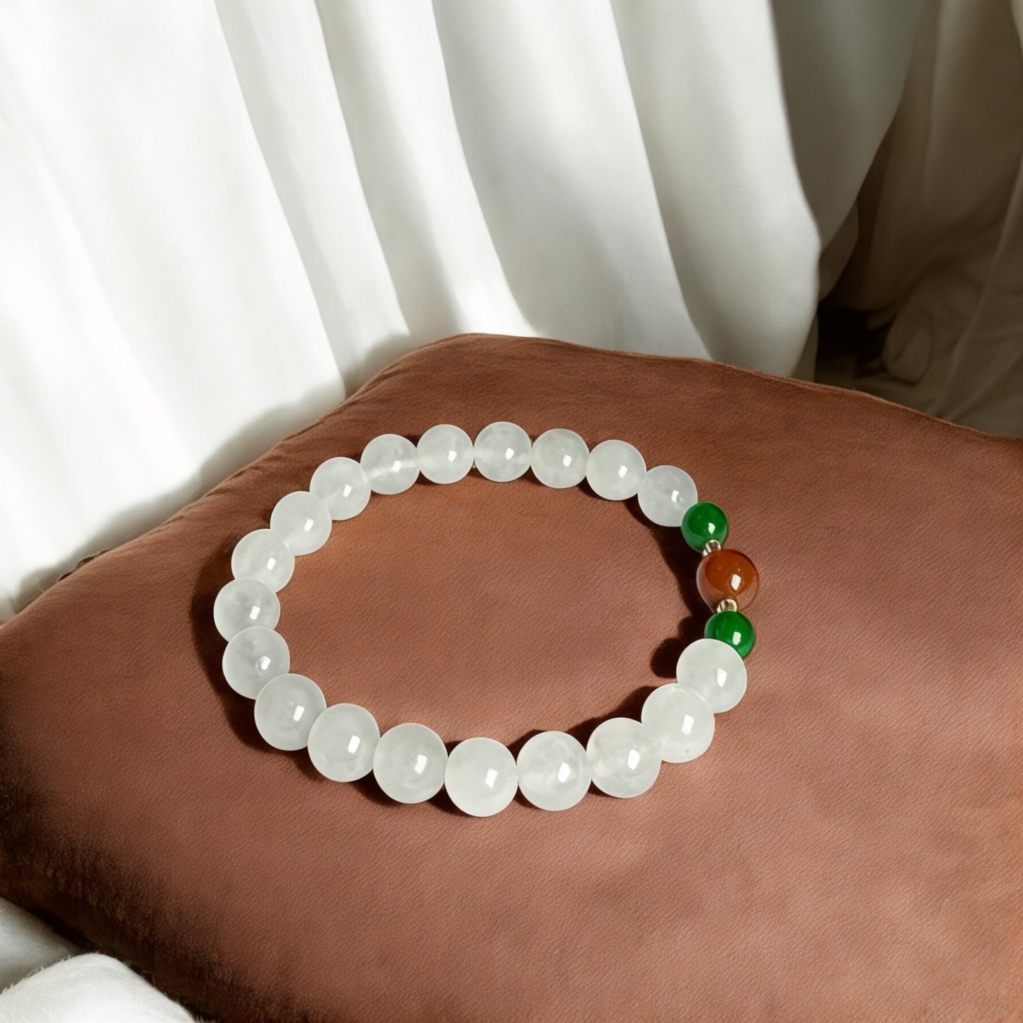 Natural White Marble Jade Bracelet