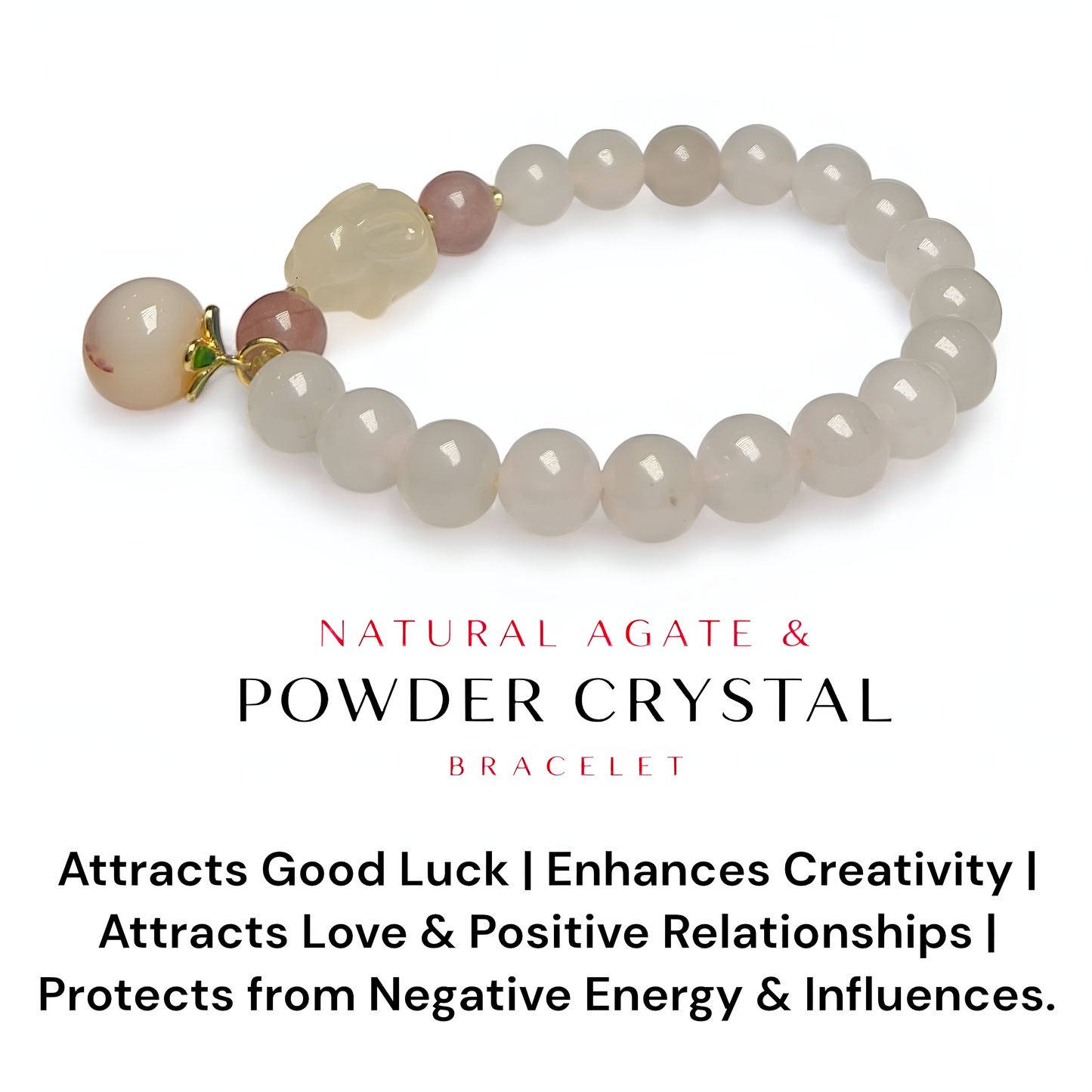 Natural Agate & Powder Crystal Bracelet
