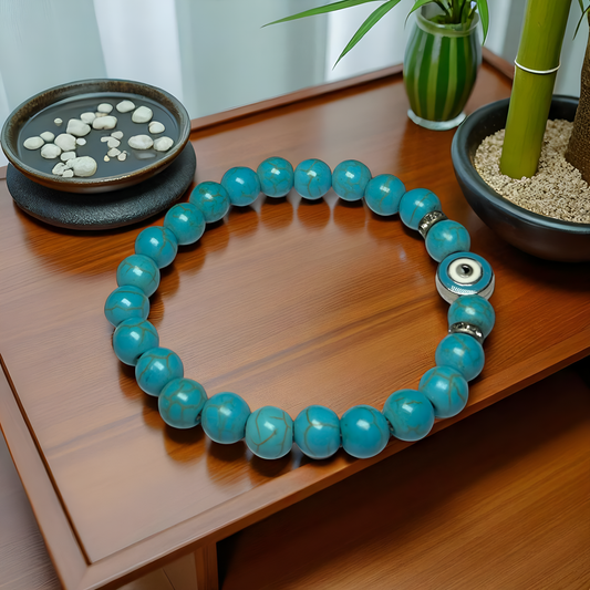 Natural Firoza Turquoise with Evil Eye Charm