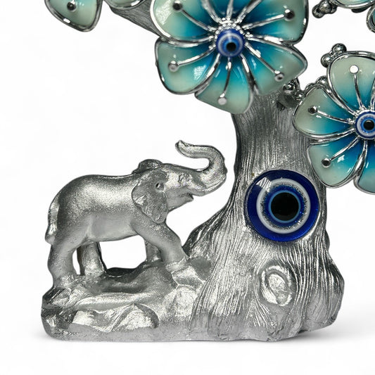 Silver Evil Eye Tree with Elephant