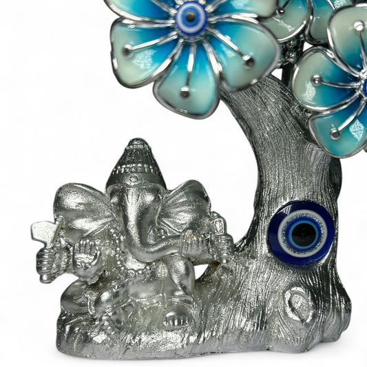Silver Ganesha Evil Eye Tree
