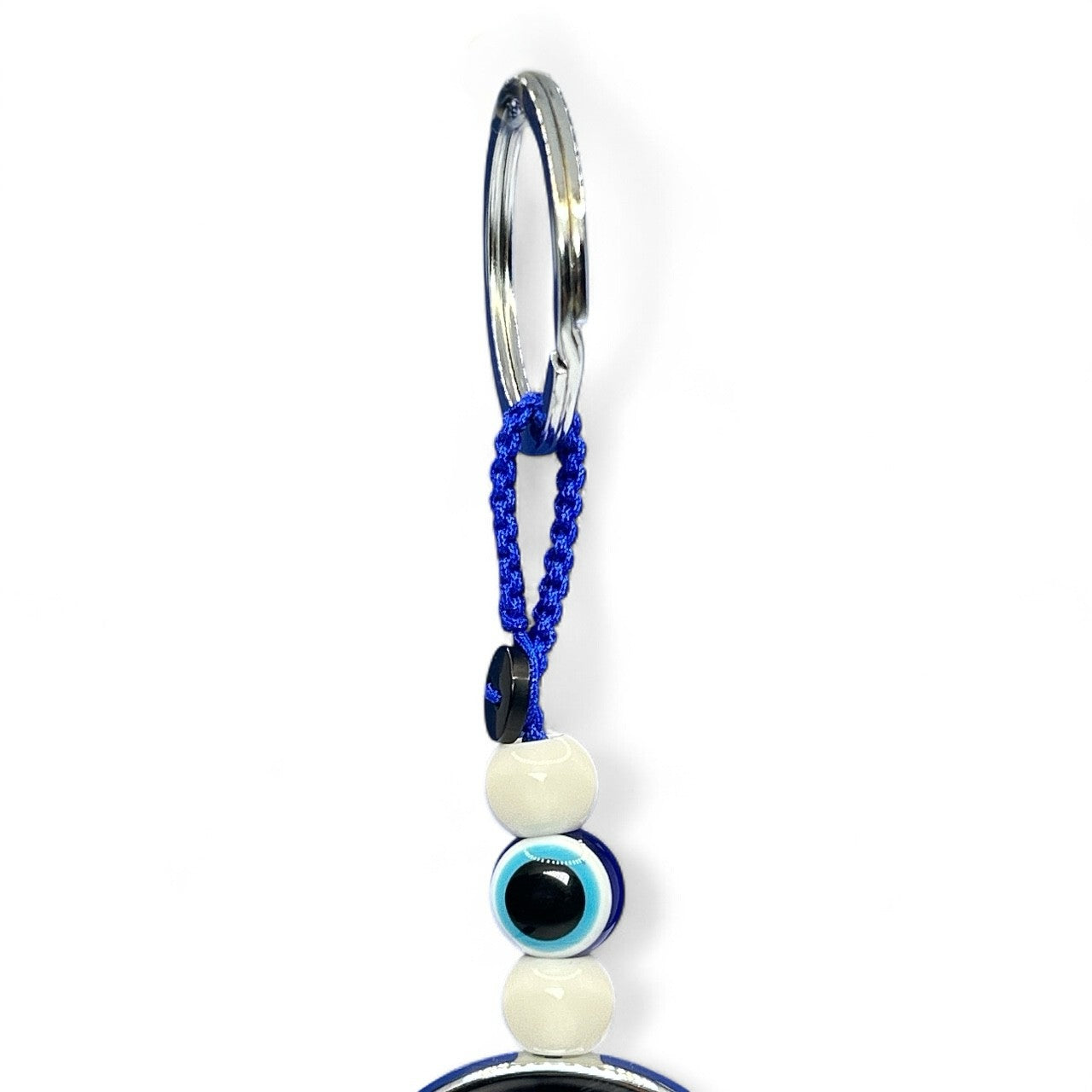 Lucky Horseshoe Evil Eye Keychain with Blue Tassel