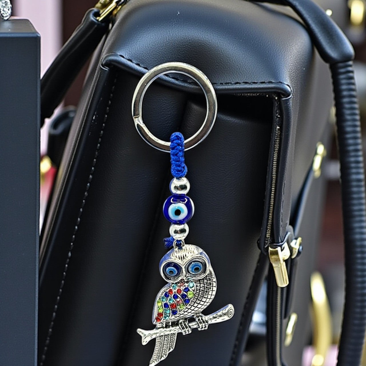 Colorful Evil Eye Owl Keychain