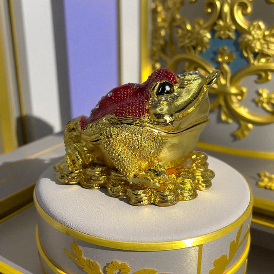 Golden Feng Shui Money Frog Trinket / Jewellery Box