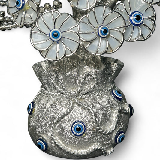 Silver Evil Eye Money Tree Showpiece
