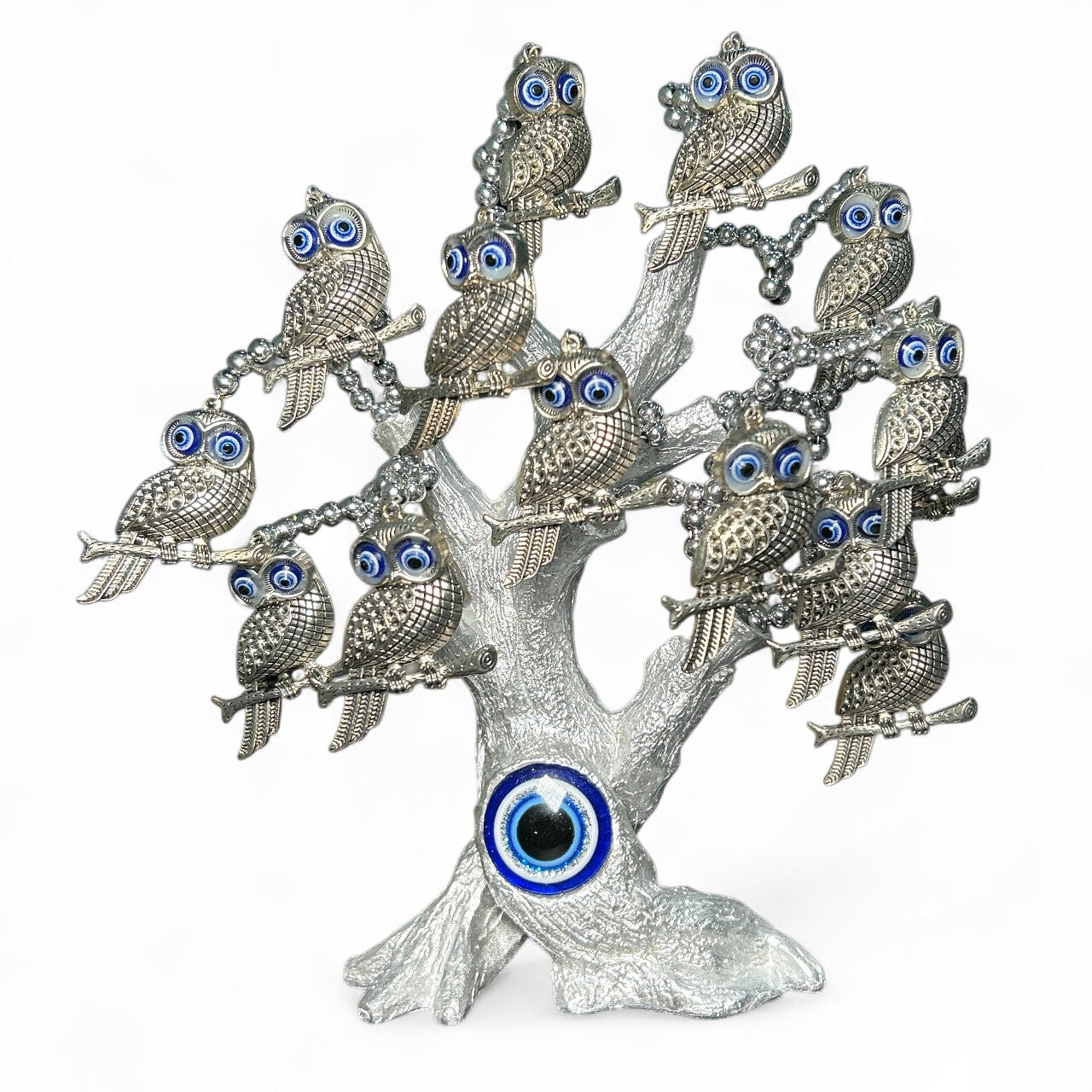 Silver Evil Eye Owl Tree