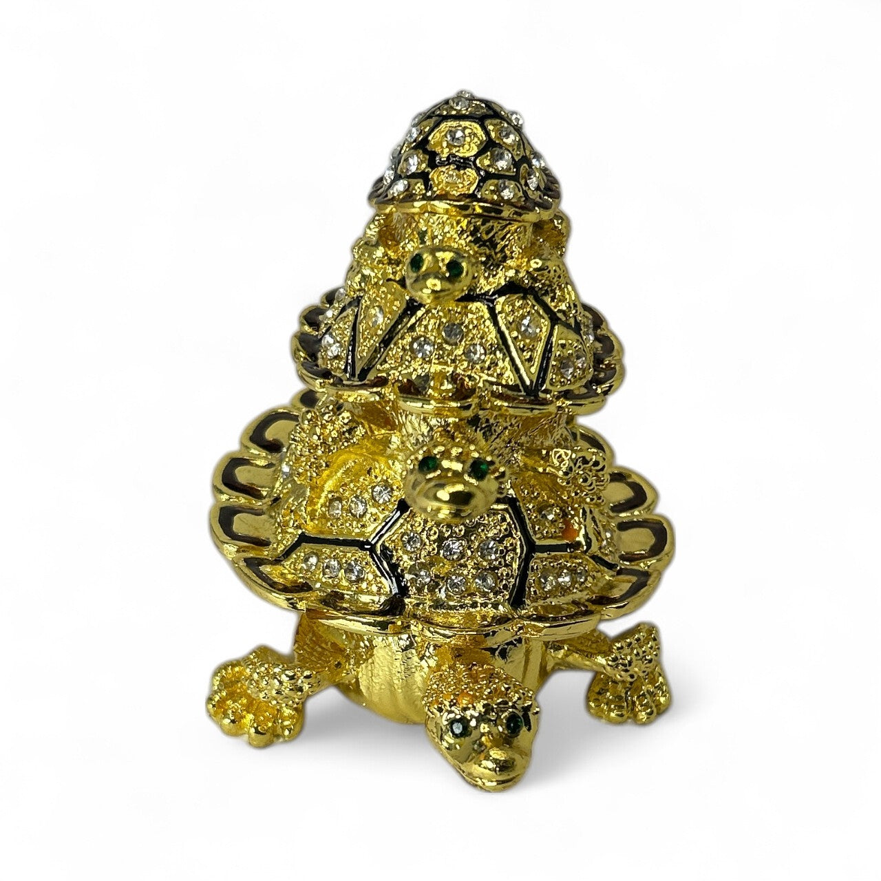 Golden Triple Turtle Trinket Box / Jewelry Box