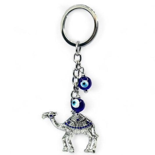 Silver Camel Evil Eye Keychain