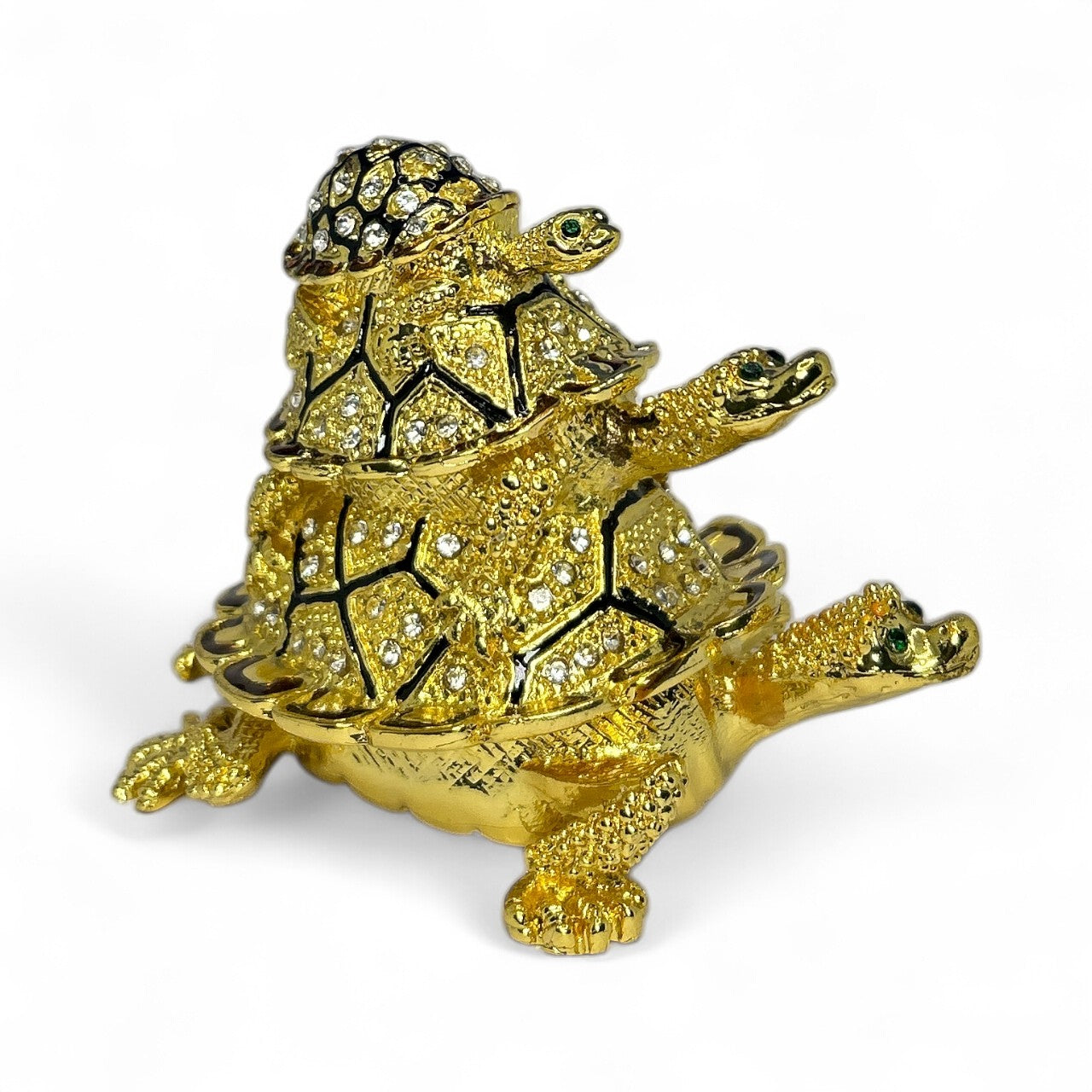 Golden Triple Turtle Trinket Box / Jewelry Box
