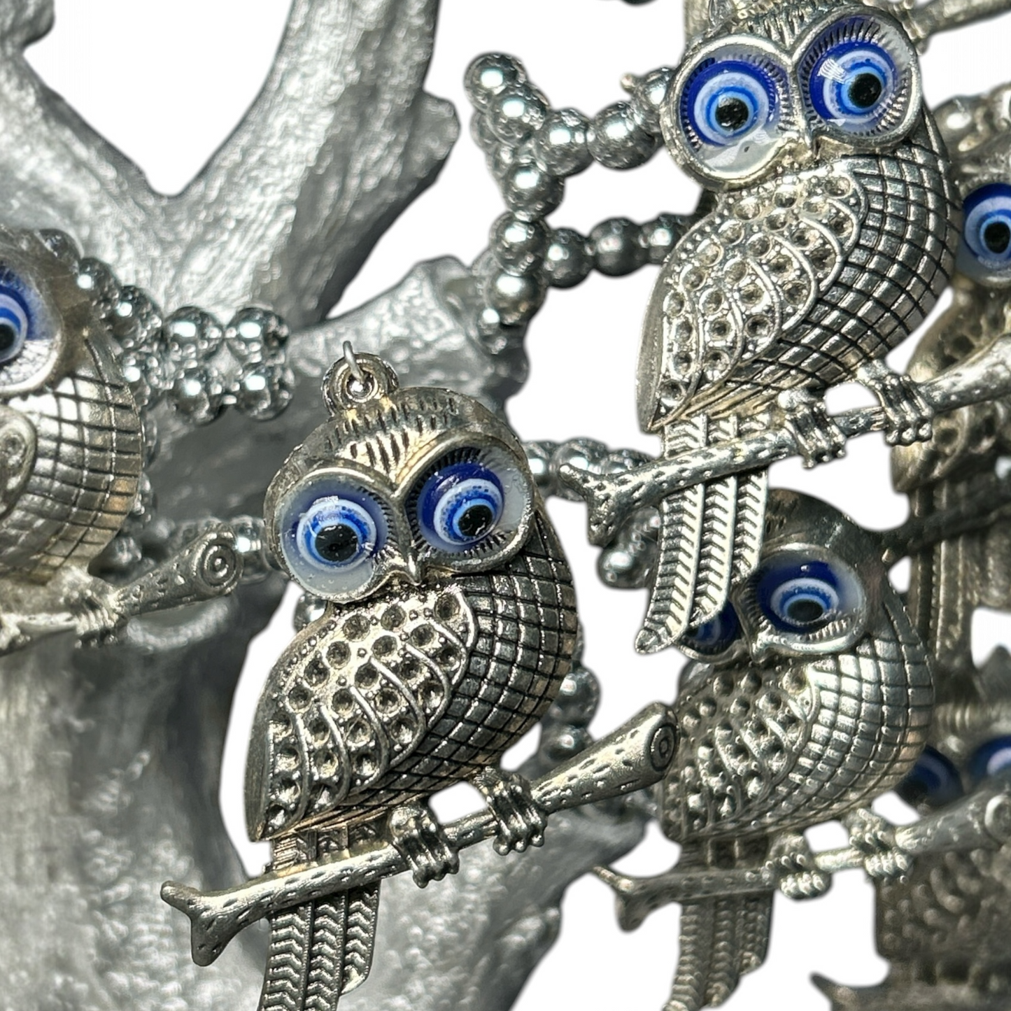 Silver Evil Eye Owl Tree
