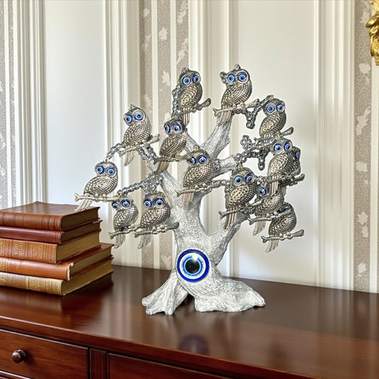 Silver Evil Eye Owl Tree