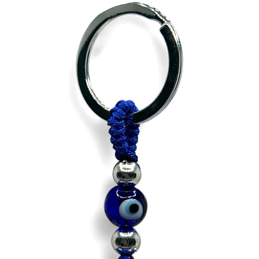 Blue Evil Eye Elephant Keychain