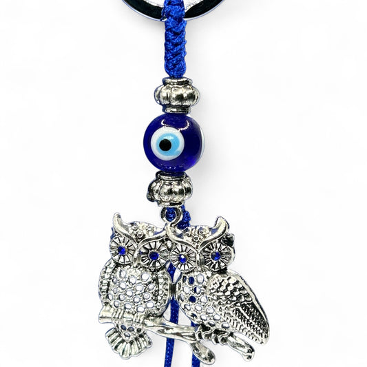 Twin Owl Evil Eye Charm