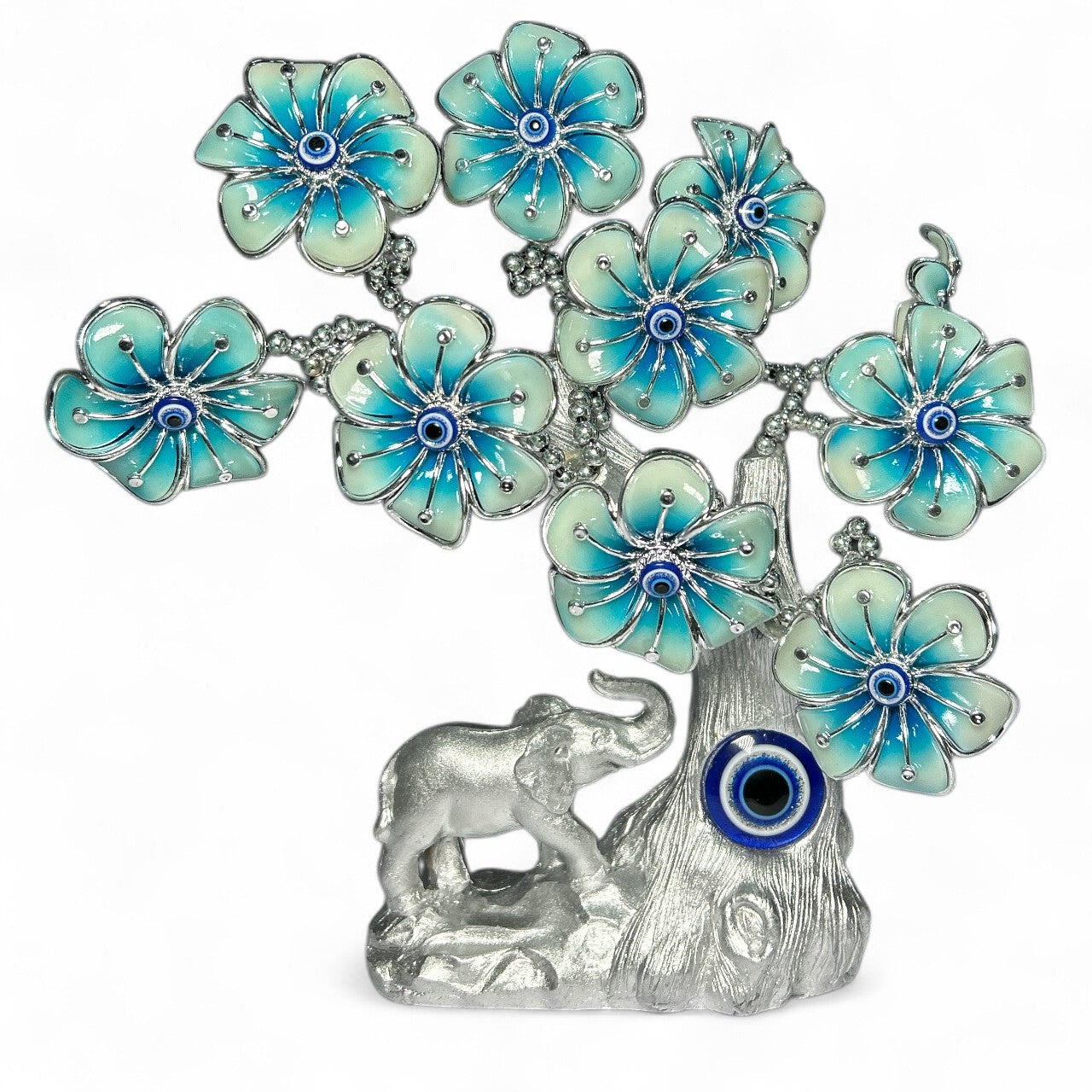 Silver Evil Eye Tree with Elephant