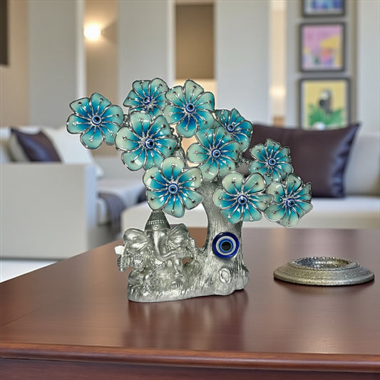 Silver Ganesha Evil Eye Tree