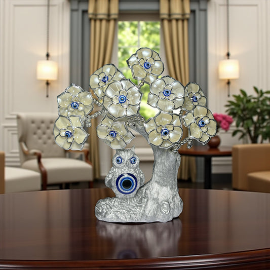 Silver Evil Eye Tree with Owl