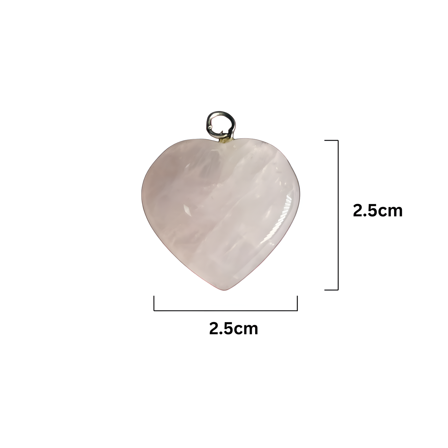 Rose Quartz Crystal Heart Pendant (Without Chain)