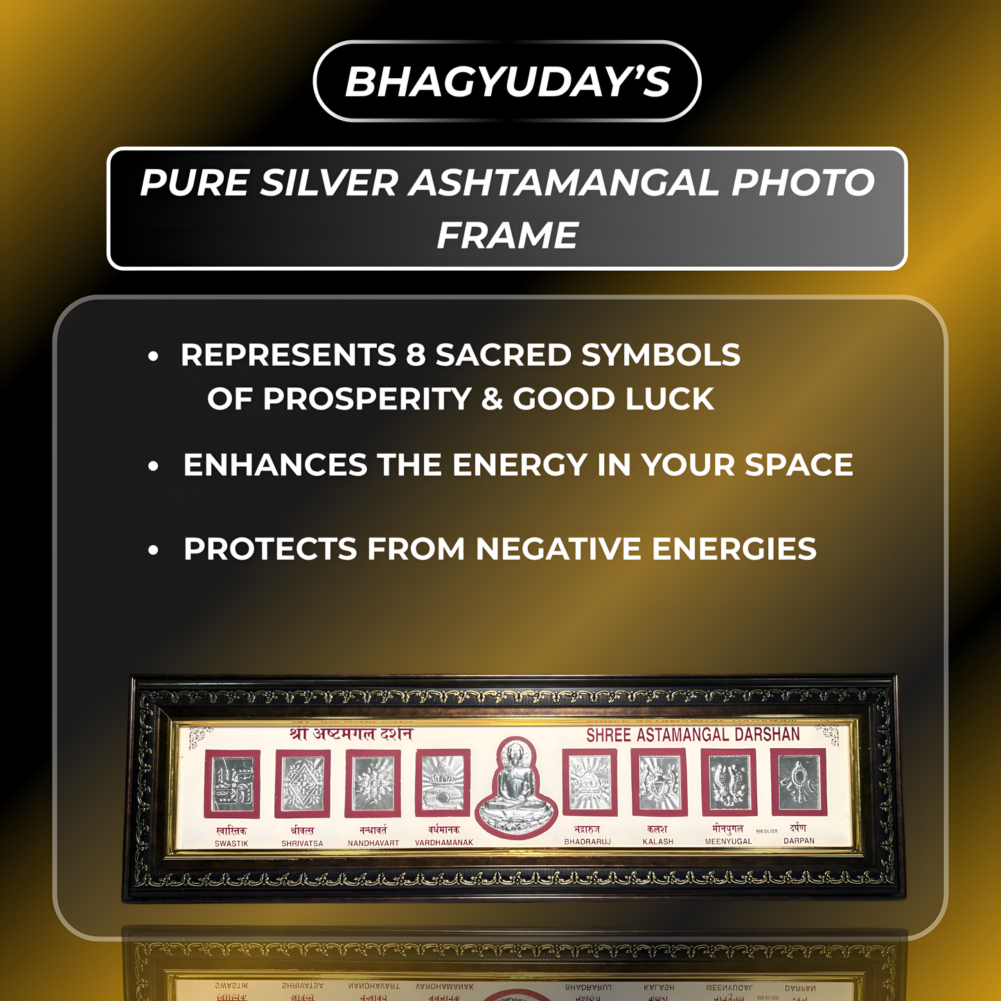 Pure Silver Ashtamangal Photo Frame