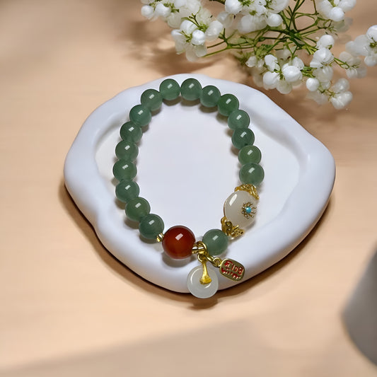 Natural Green Dongling Jade Bracelet
