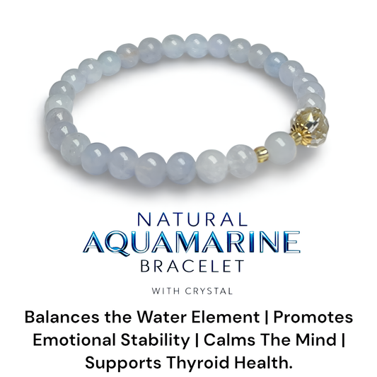 Natural Aquamarine Bracelet with Crystal