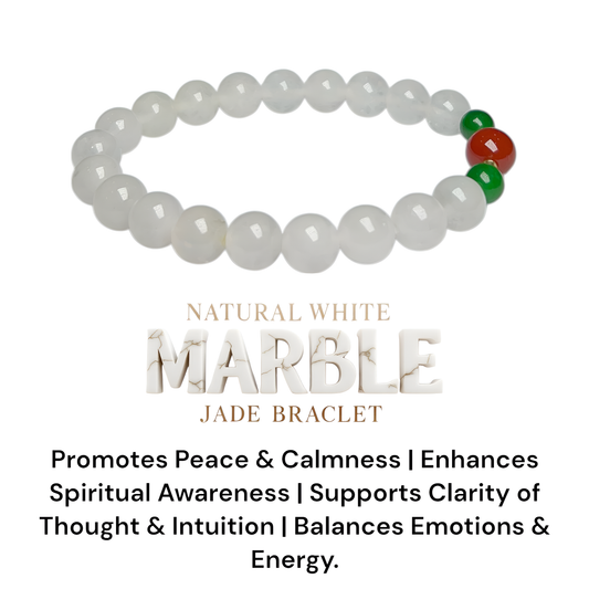 Natural White Marble Jade Bracelet