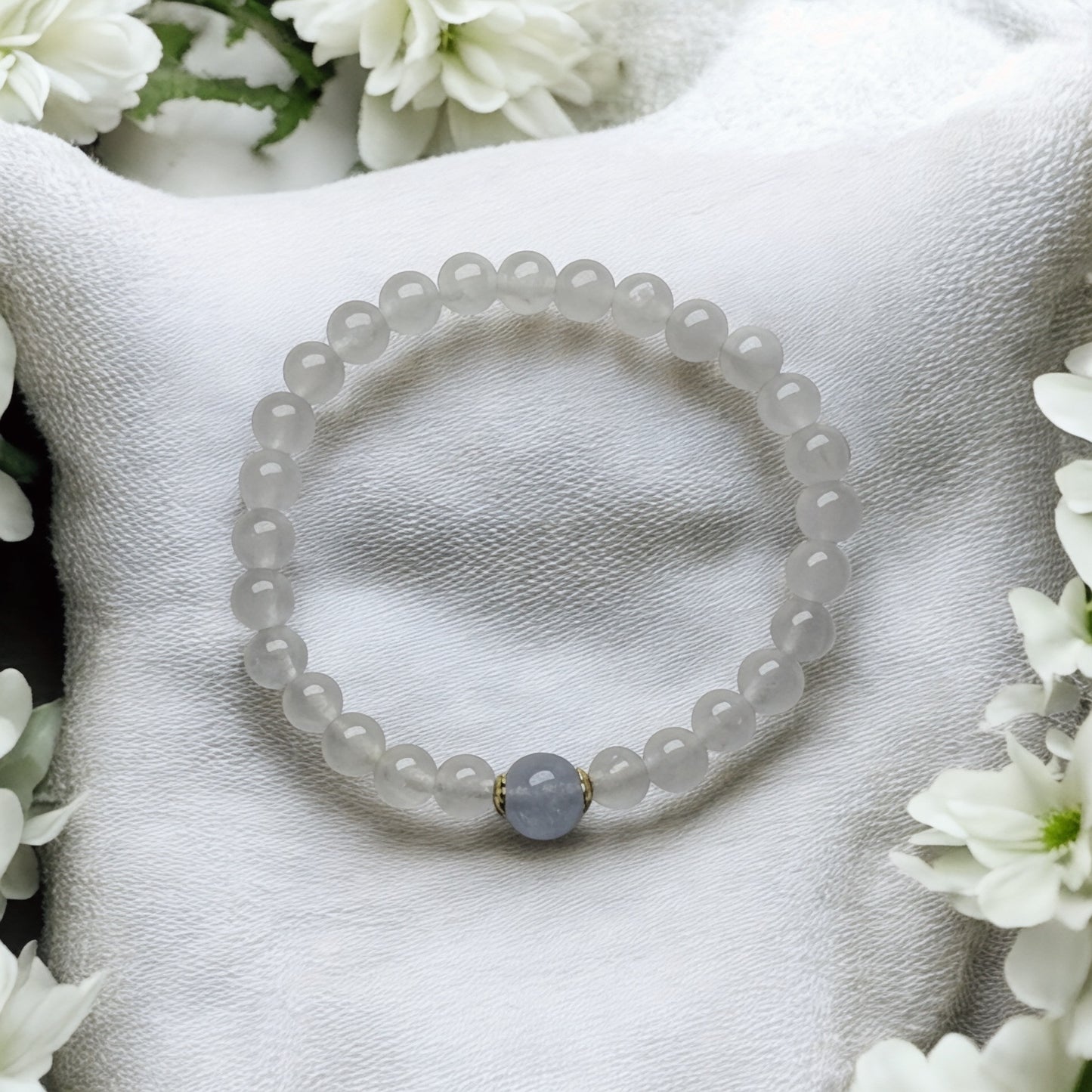 Natural White Jade & Aquamarine Stone