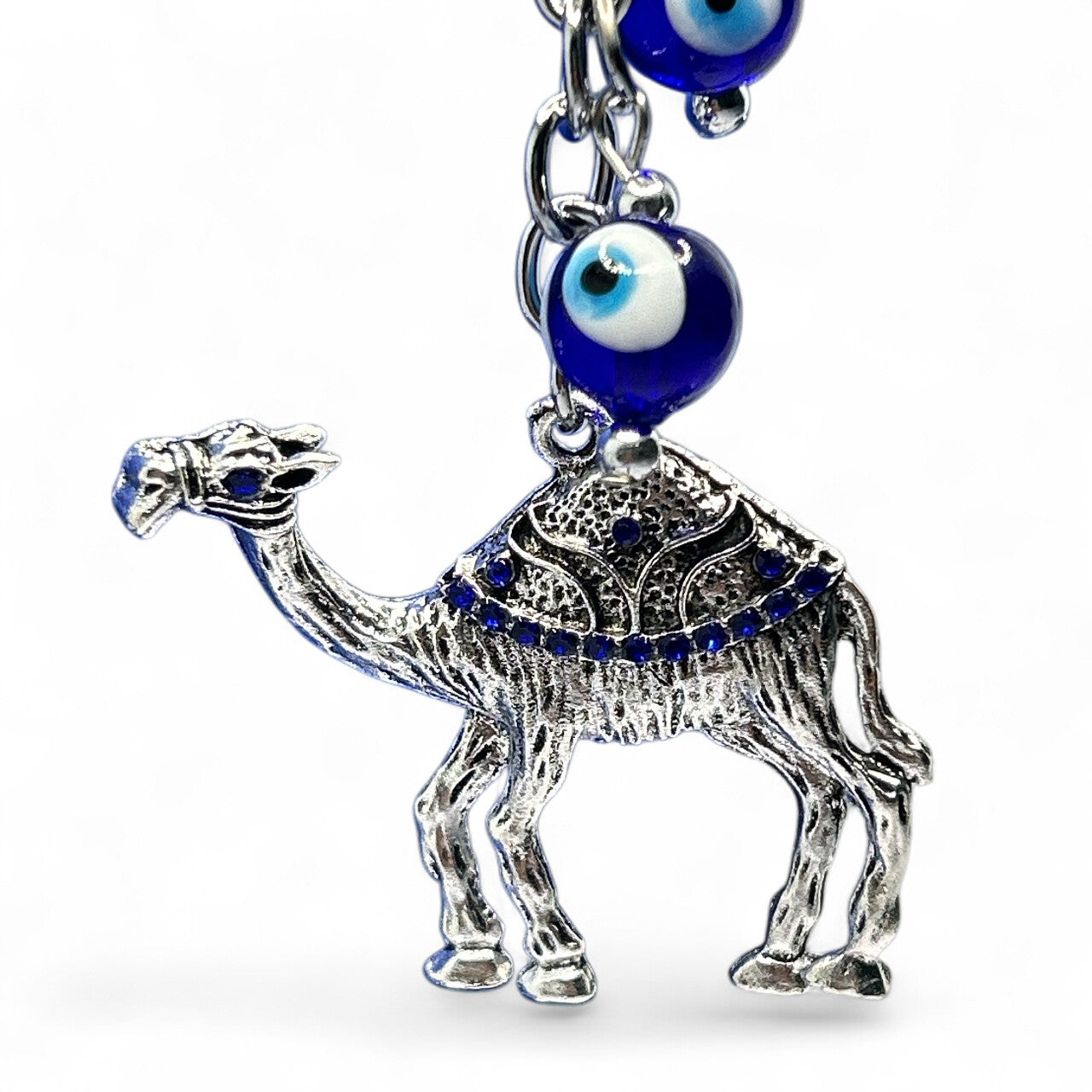 Silver Camel Evil Eye Keychain